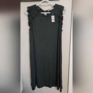 LOFT Dark Green Sleeveless Midi Dress